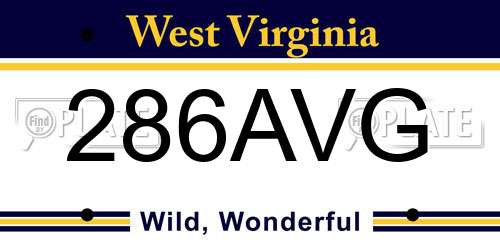 286AVG West Virginia License Plate