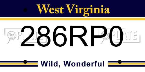 286RP0 West Virginia License Plate