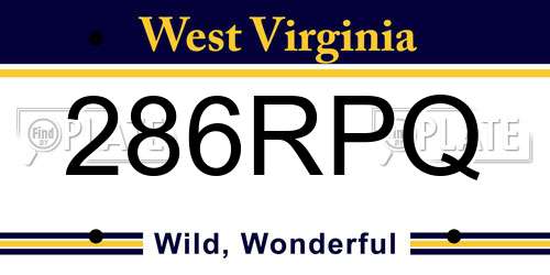 286RPQ West Virginia License Plate