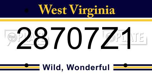 28707Z1 West Virginia License Plate