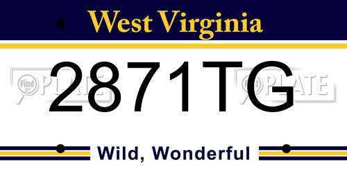 2871TG West Virginia License Plate