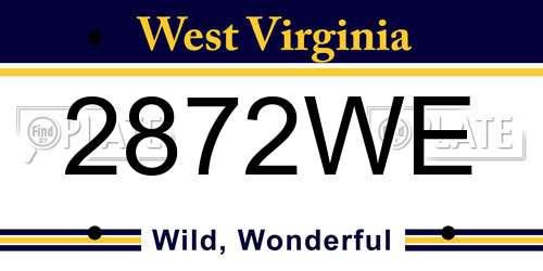2872WE West Virginia License Plate
