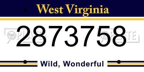 2873758 West Virginia License Plate