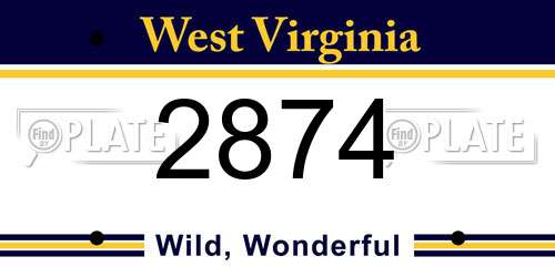 2874 West Virginia License Plate