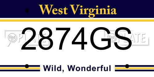 2874GS West Virginia License Plate