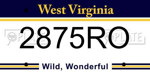 2875RO West Virginia License Plate