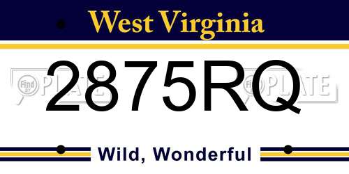 2875RQ West Virginia License Plate