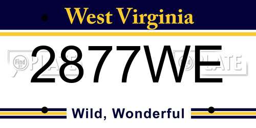 2877WE West Virginia License Plate