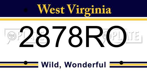 2878RO West Virginia License Plate