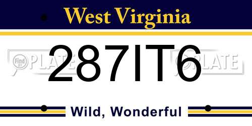 287IT6 West Virginia License Plate