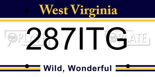 287ITG West Virginia License Plate
