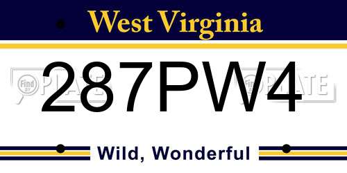 287PW4 West Virginia License Plate