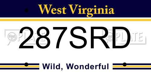 287SRD West Virginia License Plate