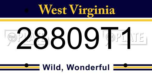 28809T1 West Virginia License Plate