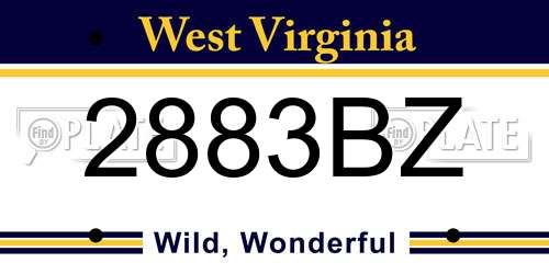 2883BZ West Virginia License Plate