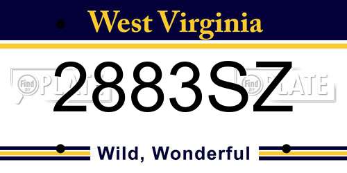 2883SZ West Virginia License Plate