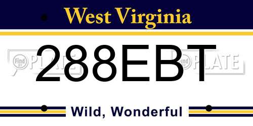 288EBT West Virginia License Plate