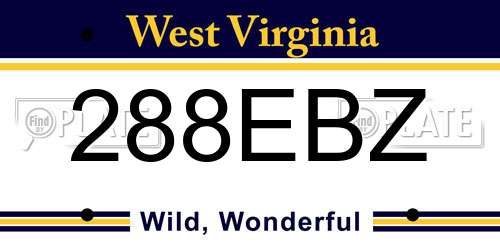 288EBZ West Virginia License Plate