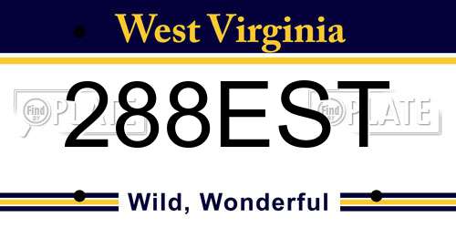 288EST West Virginia License Plate