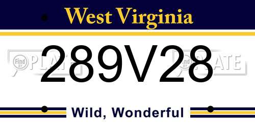 289V28 West Virginia License Plate