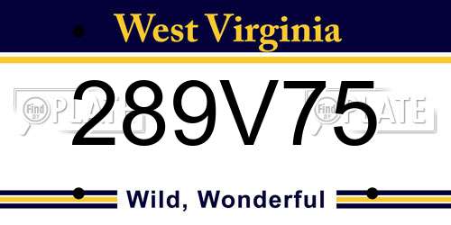289V75 West Virginia License Plate