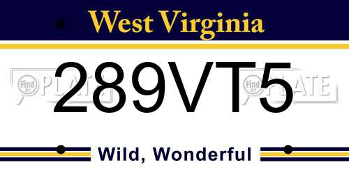 289VT5 West Virginia License Plate