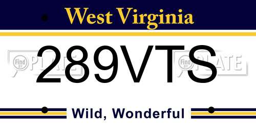 289VTS West Virginia License Plate