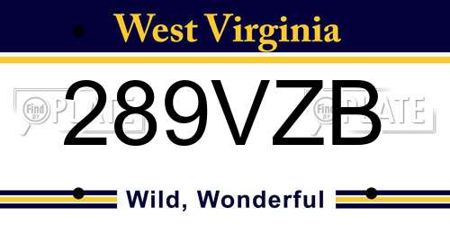 289VZB West Virginia License Plate