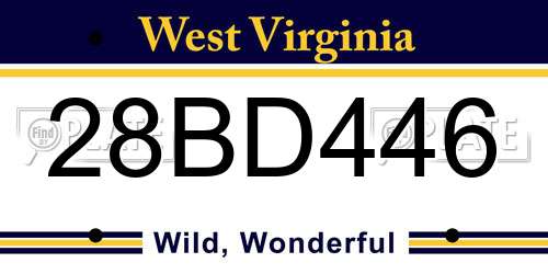 28BD446 West Virginia License Plate