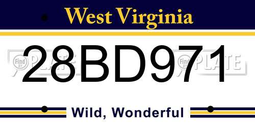 28BD971 West Virginia License Plate