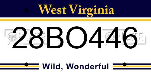 28BO446 West Virginia License Plate