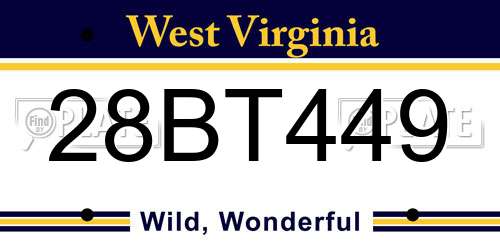 28BT449 West Virginia License Plate
