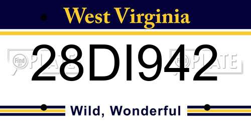 28DI942 West Virginia License Plate
