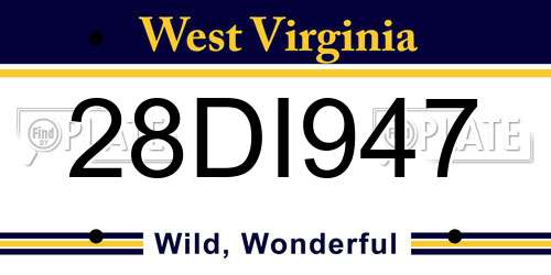 28DI947 West Virginia License Plate