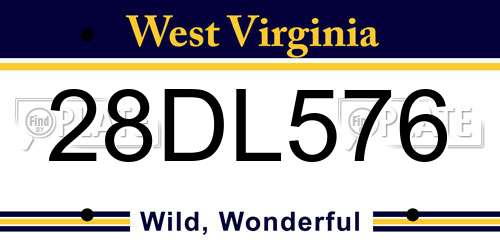28DL576 West Virginia License Plate