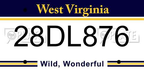 28DL876 West Virginia License Plate
