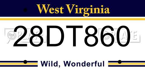 28DT860 West Virginia License Plate