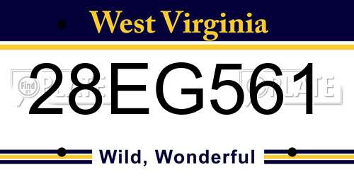 28EG561 West Virginia License Plate