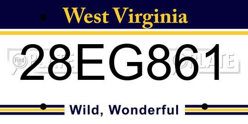 28EG861 West Virginia License Plate