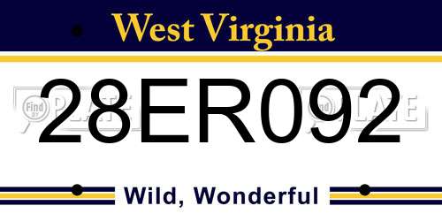 28ER092 West Virginia License Plate