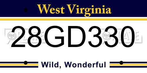 28GD330 West Virginia License Plate