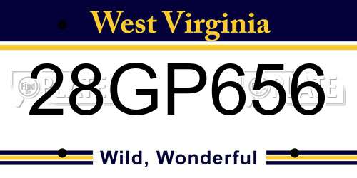 28GP656 West Virginia License Plate