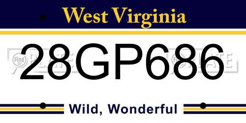 28GP686 West Virginia License Plate
