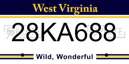 28KA688 West Virginia License Plate