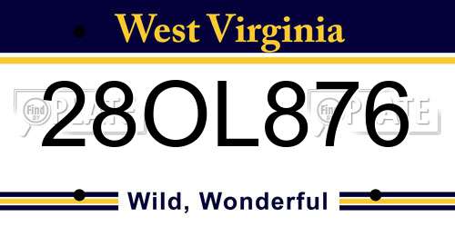 28OL876 West Virginia License Plate