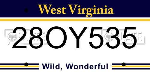 28OY535 West Virginia License Plate