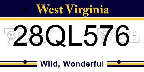 28QL576 West Virginia License Plate