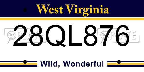 28QL876 West Virginia License Plate