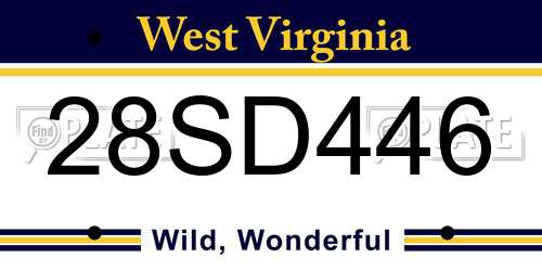 28SD446 West Virginia License Plate