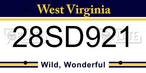 28SD921 West Virginia License Plate